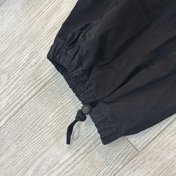 Zara Black Elastic Waist Wide Leg Pull On Windbreaker Parachute Jogger Pants L - Picture 8 of 12